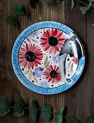 El Yapımı Tasarım Çini Tabak Fil