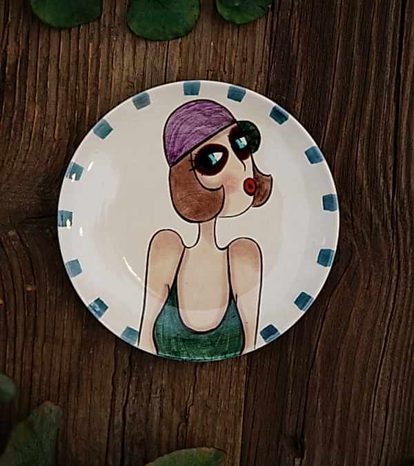 El Yapımı Tasarım Küçük Boy Çini Tabak Yaz Akşamı