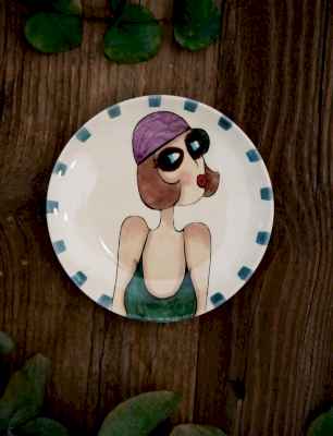 El Yapımı Tasarım Küçük Boy Çini Tabak Yaz Akşamı