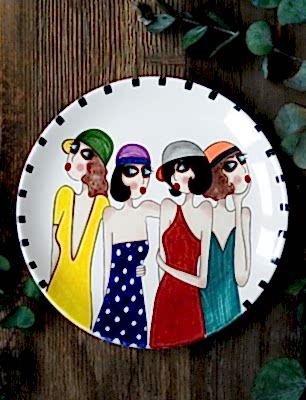 El Yapımı Tasarım Büyük Boy Çini Tabak Parti Zamanı