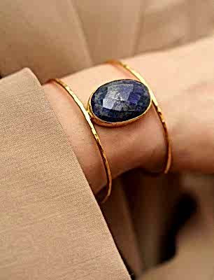 El Yapımı Tasarım Lapis Taşlı Pirinç Bileklik