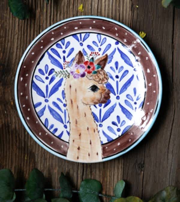 El Yapımı Tasarım Çini Tabak Lama