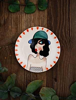 El Yapımı Tasarım Küçük Boy Çini Tabak Siyah