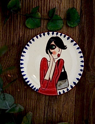 El Yapımı Tasarım Küçük Boy Çini Tabak Kırmızılı