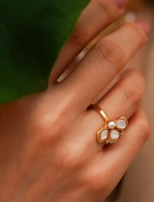 El Yapımı Tasarım Sedefli Gümüş Yüzük