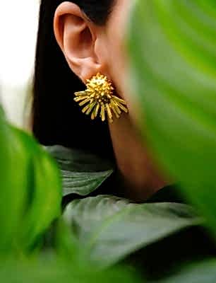 El Yapımı Tasarım Altın Kaplama Pirinç Küpe