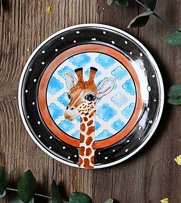 El Yapımı Çini Tabak Zürafa