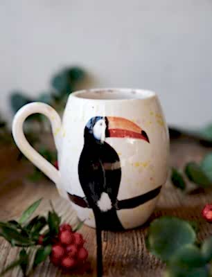 El Yapımı Çini Mug Tukan Kuşu