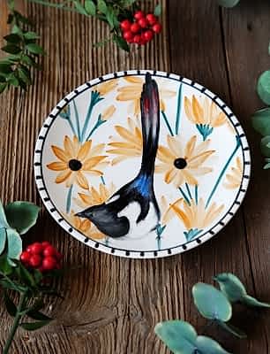 El Yapımı Tasarım Çini Tabak Kırlangıç