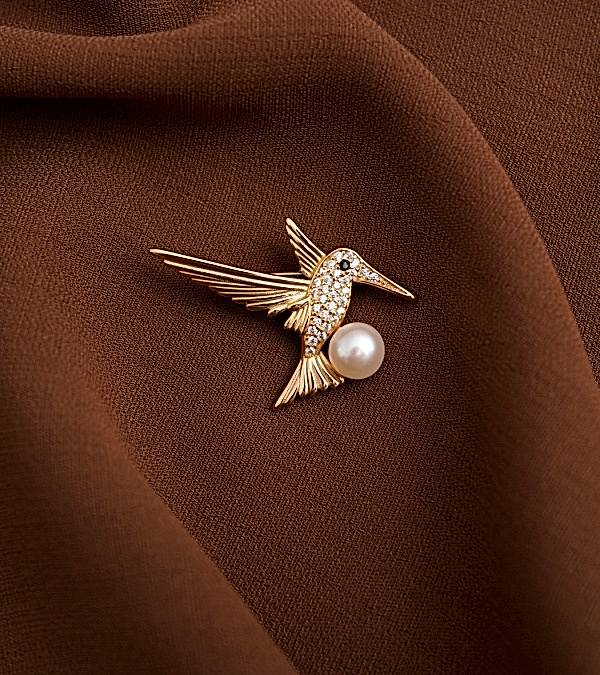 El Yapımı Tasarım Sinekkuşu Tasarımlı Gümüş Broş