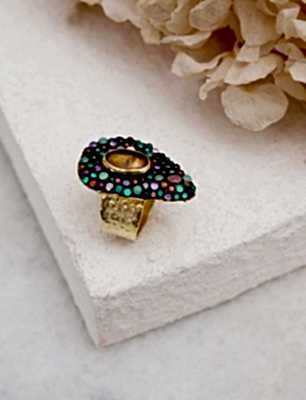 El Yapımı Tasarım Turmalin Taşlı Gümüş Yüzük