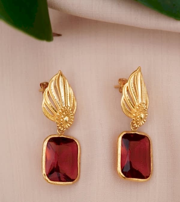 El Yapımı Tasarım Altın Kaplama Pirinç Küpe