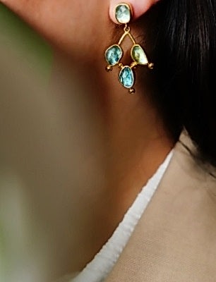 El Yapımı Tasarım Kyanit Taşlı Gümüş Küpe