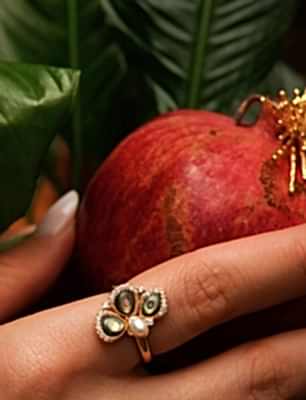 El Yapımı Tasarım Gümüş Yüzük Kelebek Sedef