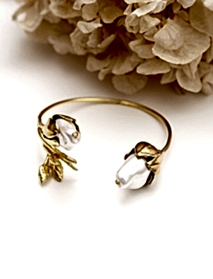 El Yapımı Tasarım Pirinç Bileklik Barok İncili