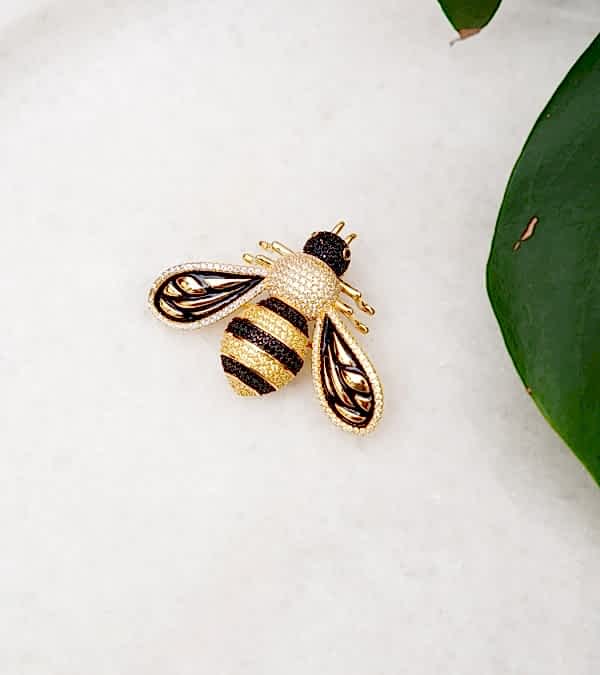 El Yapımı Tasarım Gümüş Broş Arı Tasarımlı