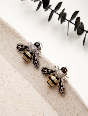 El Yapımı Tasarım Gümüş Küpe Arı Tasarımlı