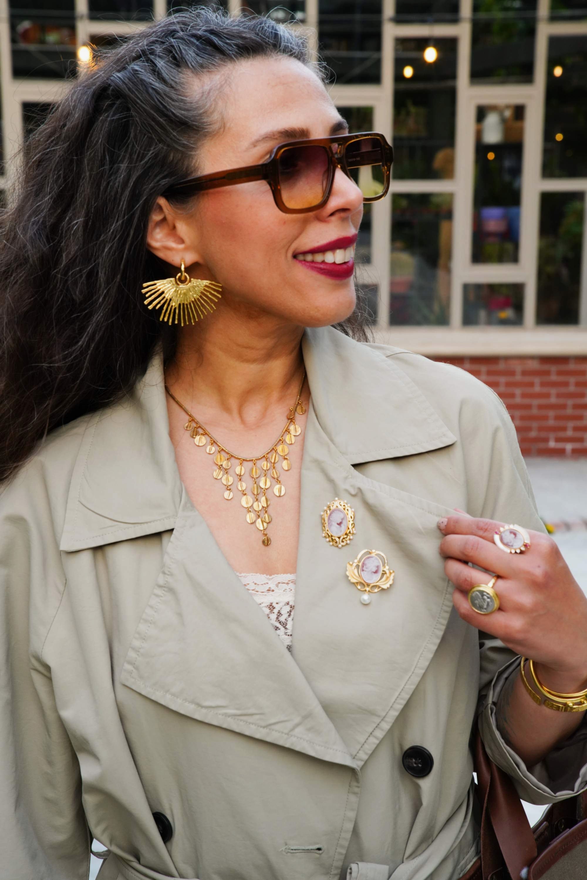 El Yapımı Tasarım Gümüş Cameo Broş