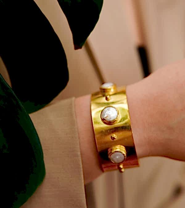 El Yapımı Tasarım Pirinç Bileklik İncili