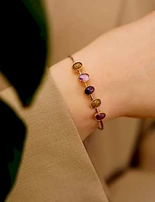 Turmalin Taşlı El Yapımı Gümüş Bileklik