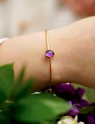 El Yapımı Tasarım Gümüş Bileklik Ametist Taşlı