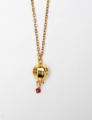 El Yapımı Altın Kaplama Nar Tasarımlı Pirinç Kolye