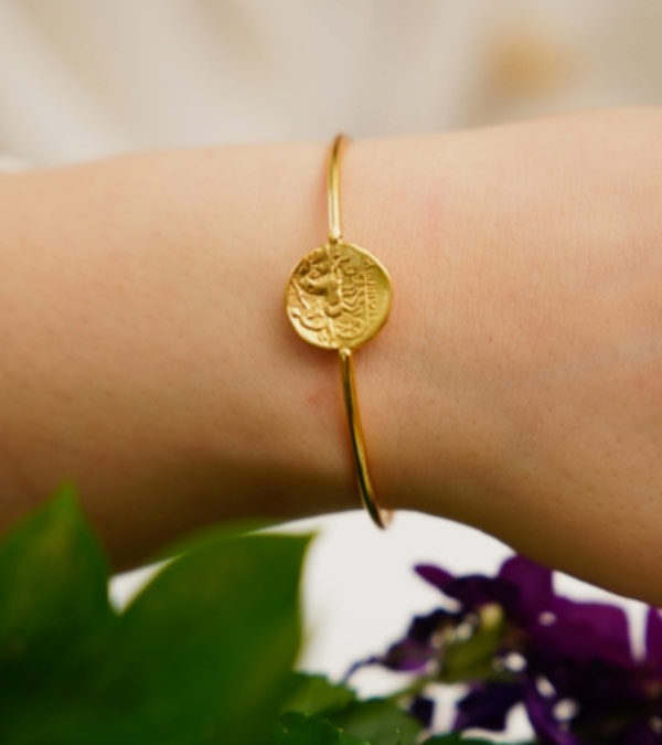 Tarihi Para Tasarımlı El Yapımı Pirinç Bileklik