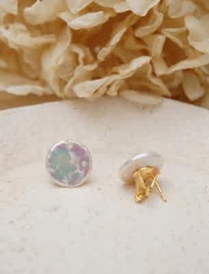 El Yapımı Tasarım İncili Gümüş Küpe