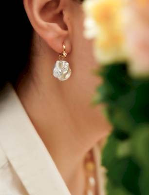 Barok İncili Gümüş Küpe