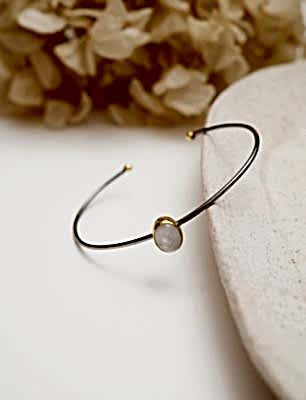 Ay Taşlı Gümüş Bileklik