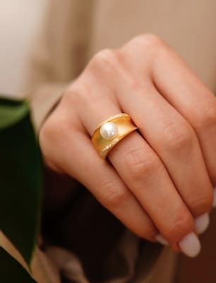 İncili Gümüş Yüzük