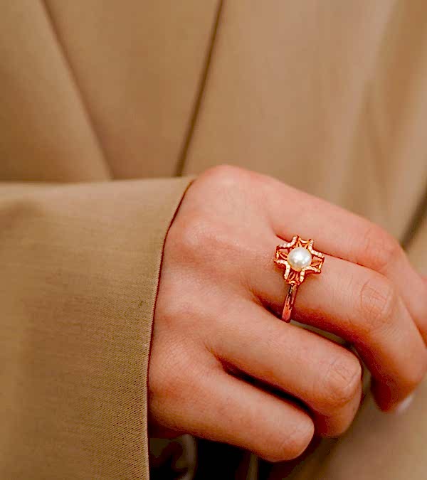 İncili Gümüş Yüzük