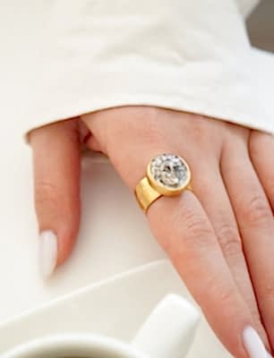 El Yapımı Tasarım Altın Kaplama Pirinç Yüzük Tarihi Para Tasarımlı