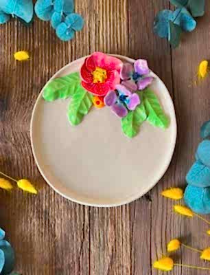 Pembe Çiçekli Pasta Tabak