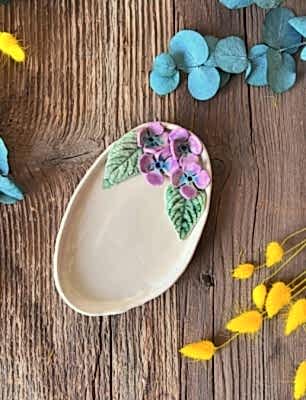 Mor Çiçekli Oval Kahvaltılık Tabak