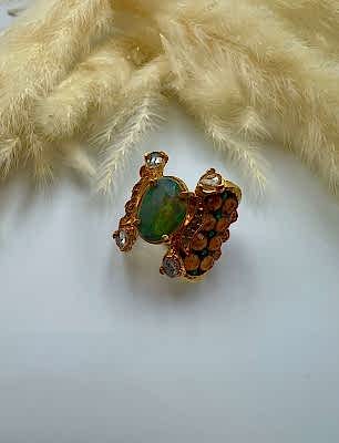 Opal, Akik ve Elmas Taşlı Gümüş Yüzük