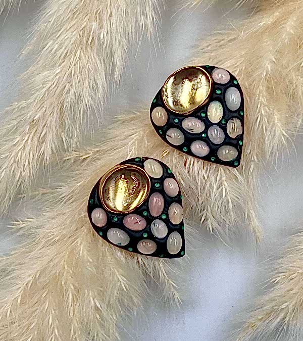 Opal ve Sitrin Taşlı Gümüş Küpe