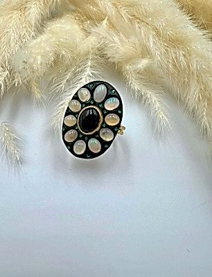 Turmalin ve Opal Taşlı Gümüş Yüzük