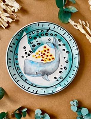 Özel Tasarım Çini Tabak Balina