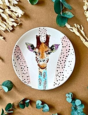 Özel Tasarım Çini Tabak Zürafa