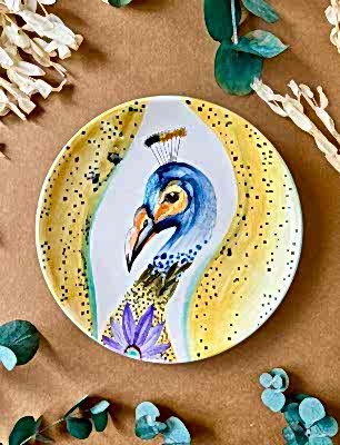 Özel Tasarım Çini Tabak Tavuş Kuşu