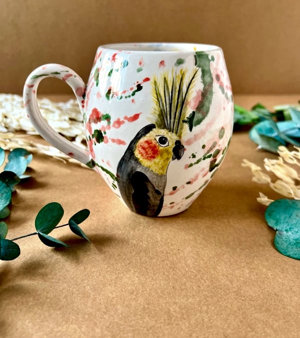 Özel Tasarım Çini Mug Papağan