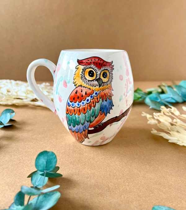 Özel Tasarım Çini Mug Baykuş