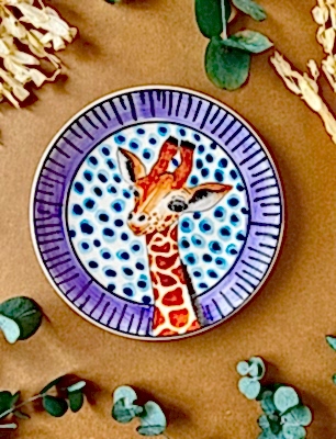 Özel Tasarım Çini Tabak Bebek Zürafa