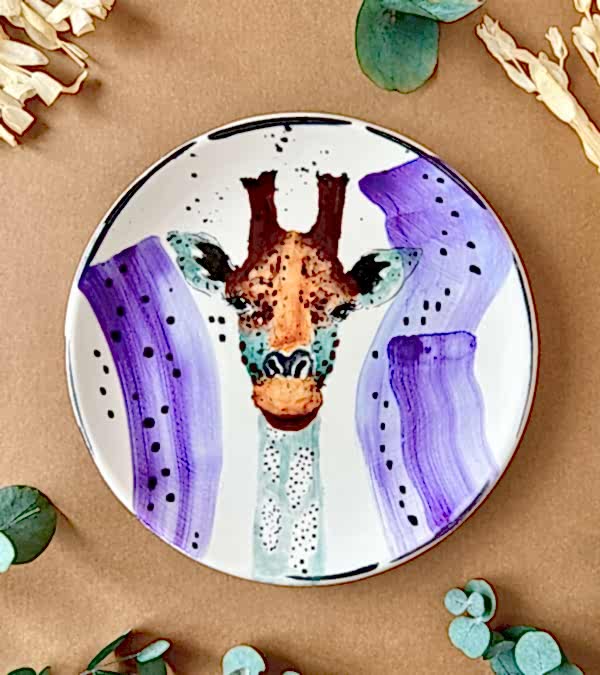 Özel Tasarım Çini Tabak Zürafa