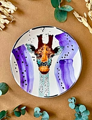 Özel Tasarım Çini Tabak Zürafa