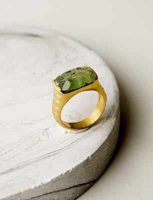 Yeşil Kyanit Taşlı Gümüş Yüzük