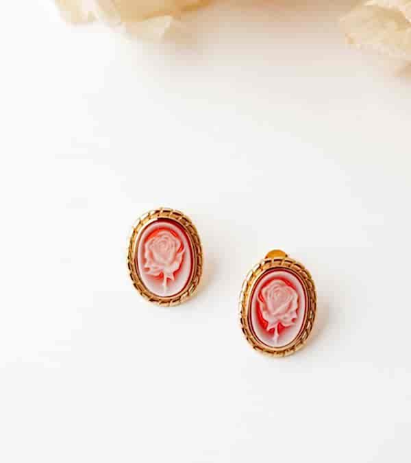 Akik Taşlı Cameo Gümüş Küpe