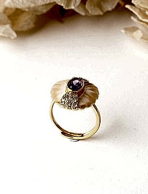 Ametist ve Kuvars Taşlı Gümüş Yüzük