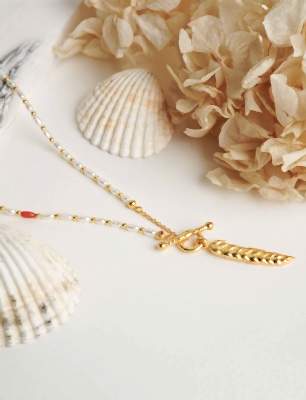 İnci, Mercan ve Başak Tasarım Gümüş Kolye